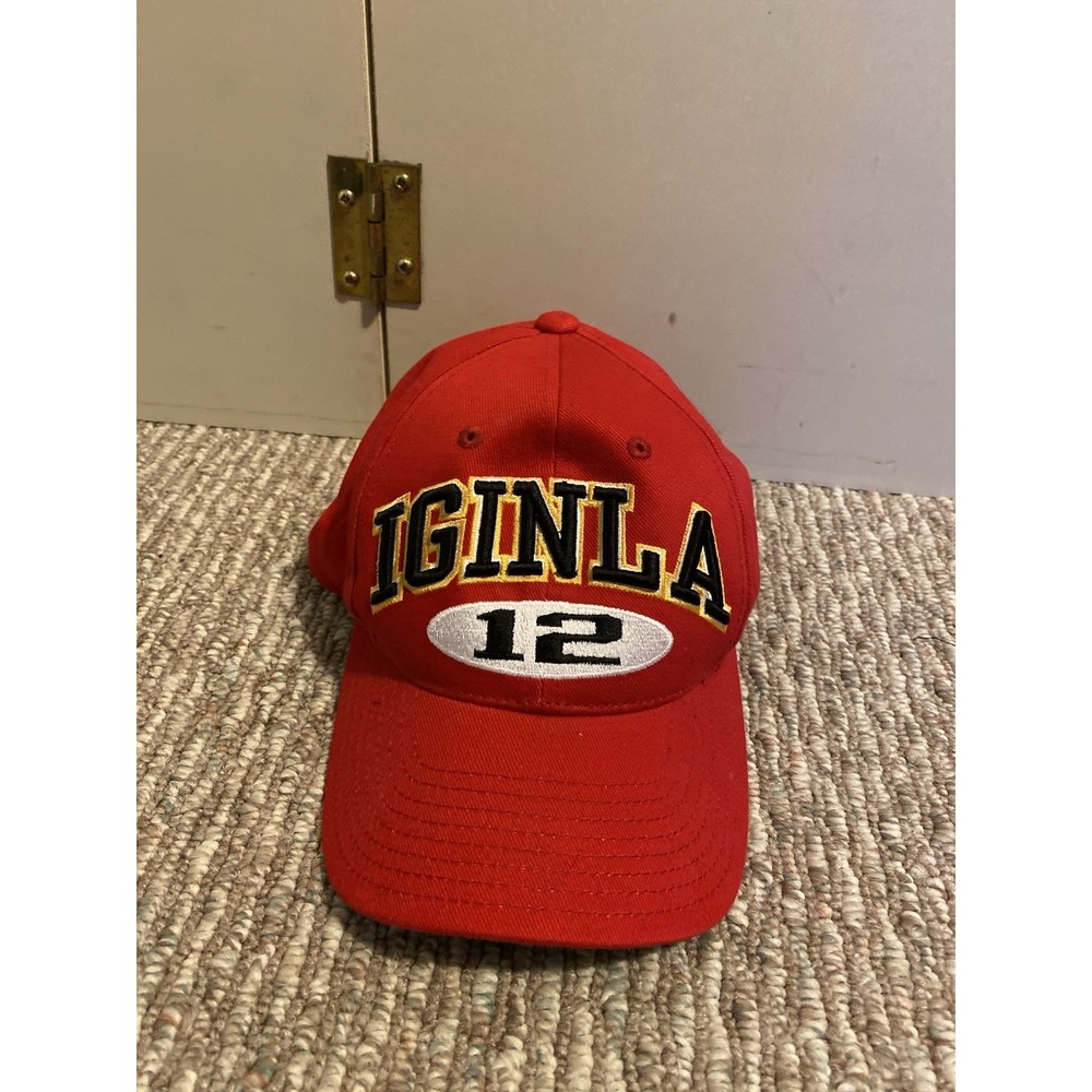 VTG Jarome Iginla Calgary Flames Old Time Hockey Hat Cap Red Blazing C 12 NHLPA